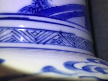 A Chinese blue and white yenyen vase with fine figurative design, Kangxi