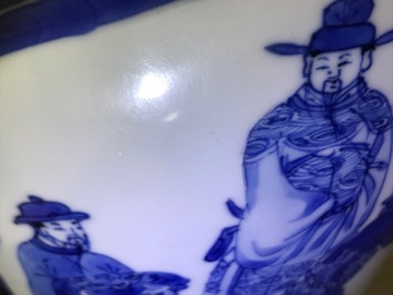 A Chinese blue and white yenyen vase with fine figurative design, Kangxi