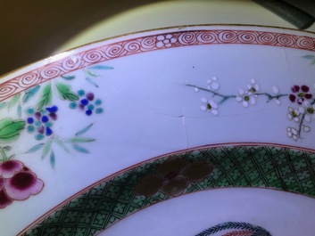 A pair of Chinese famille rose 'horse' dishes, Yongzheng/Qianlong