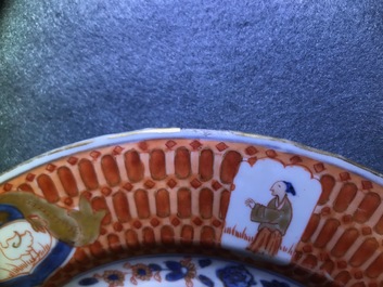 A pair of Chinese Imari-style plates after Cornelis Pronk: &ldquo;Dames au Parasol", Qianlong, ca. 1736-1738