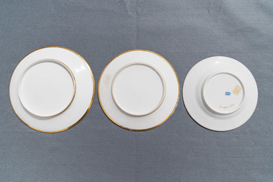 Six gilt porcelain plates, various origins, 18/19th C.