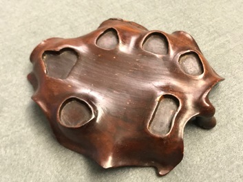A Chinese Dehua blanc de Chine leaf-shaped brush washer, Kangxi