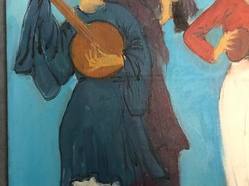 Sadji (Sha Qi, Sha Yinnian) (1914-2005): Vier Chinese muzikantes, olie op doek