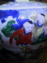 A Chinese wucai '100 boys' baluster vase, Transitional period