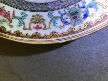A fine Chinese Belgian market armorial plate of Bistrate impaling Proli, Qianlong, ca. 1736