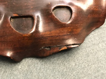 A Chinese Dehua blanc de Chine leaf-shaped brush washer, Kangxi