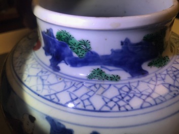 A Chinese wucai '100 boys' baluster vase, Transitional period