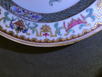 A fine Chinese Belgian market armorial plate of Bistrate impaling Proli, Qianlong, ca. 1736
