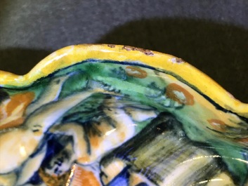 An Italian maiolica crespina with a blacksmith, workshop of Andrea Negroponte, Casteldurante, 2nd half 16th C.