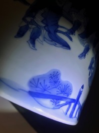 Een grote Chinese blauwwitte penselenbeker, bitong, Transitie periode