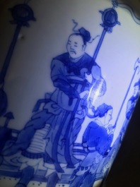 Een grote Chinese blauwwitte penselenbeker, bitong, Transitie periode