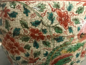 A Chinese polychrome Swatow jar with Buddhist lions among peony scrolls, Ming
