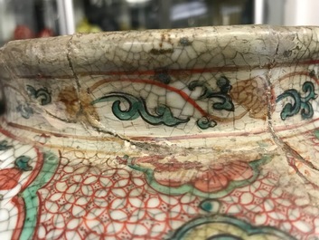 A Chinese polychrome Swatow jar with Buddhist lions among peony scrolls, Ming