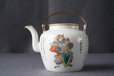 A Chinese famille rose 'Wu Shuang Pu' teapot and cover, 19th C.