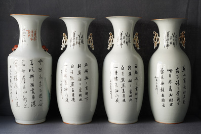 A pair and two individual Chinese famille rose vases, 19/20th C.