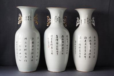 Three Chinese famille rose vases, 19/20th C.