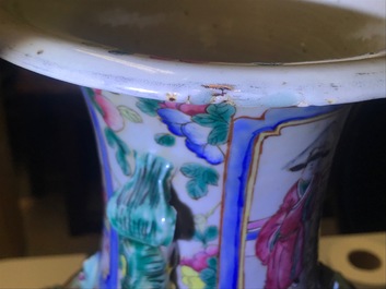 A pair of Chinese famille rose vases, 19th C.