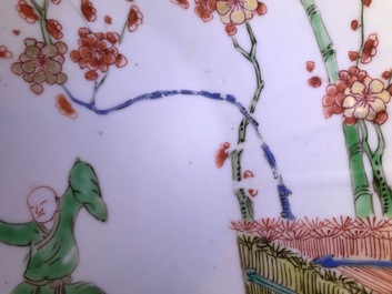 A pair of lobed Chinese famille verte Kakiemon-style 'tiger' plates, Kangxi