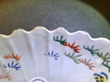 A pair of lobed Chinese famille verte Kakiemon-style 'tiger' plates, Kangxi