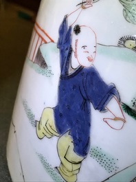 A large Chinese famille verte teapot or ewer, Kangxi