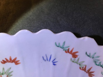 A pair of lobed Chinese famille verte Kakiemon-style 'tiger' plates, Kangxi