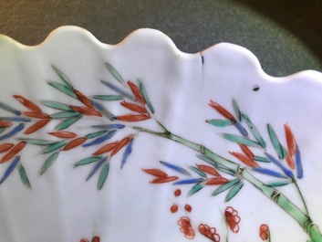 A pair of lobed Chinese famille verte Kakiemon-style 'tiger' plates, Kangxi