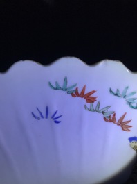 A pair of lobed Chinese famille verte Kakiemon-style 'tiger' plates, Kangxi