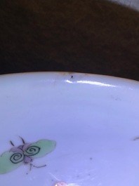 A Chinese famille verte dish with a bird among blossoms, Kangxi