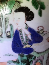 A large Chinese famille verte teapot or ewer, Kangxi