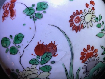 A Chinese famille verte ginger jar and cover, Kangxi