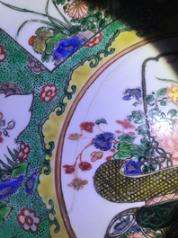 Three Chinese famille verte dishes with floral designs, Kangxi