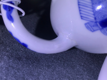 Two Chinese blue and white teapots and covers, Jiajing and Yu marks, Kangxi