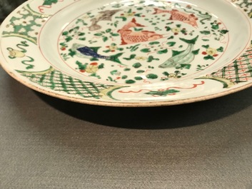 A Chinese famille verte 'carps' dish, Kangxi