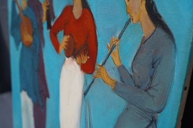 Sadji (Sha Qi, Sha Yinnian) (1914-2005): Vier Chinese muzikantes, olie op doek