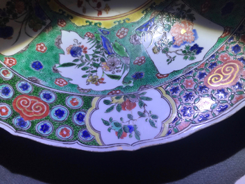 Three Chinese famille verte dishes with floral designs, Kangxi