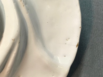 A white Dutch Delft gadrooned dish, 17th C.