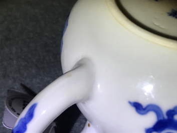 Two Chinese blue and white teapots and covers, Jiajing and Yu marks, Kangxi