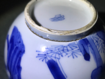 A pair of small Chinese blue and white 'Long Eliza' jars, Kangxi