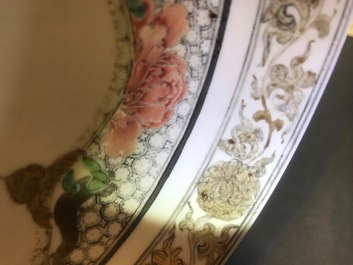 A fine Chinese famille rose 'rooster' eggshell cup and saucer, Yongzheng