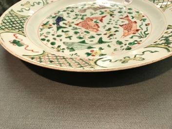 A Chinese famille verte 'carps' dish, Kangxi
