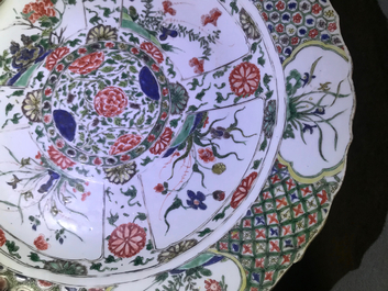 Three Chinese famille verte dishes with floral designs, Kangxi