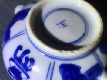 Two Chinese blue and white teapots and covers, Jiajing and Yu marks, Kangxi