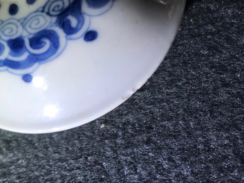 Two Chinese blue and white teapots and covers, Jiajing and Yu marks, Kangxi