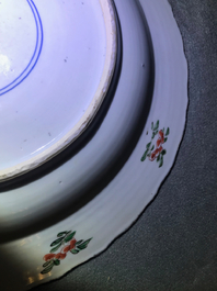 Three Chinese famille verte dishes with floral designs, Kangxi