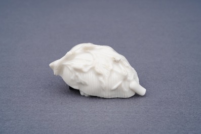 A Chinese Dehua blanc de Chine 'lobster on artemisia leaf' water dropper, Kangxi