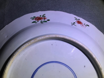 Three Chinese famille verte dishes with floral designs, Kangxi