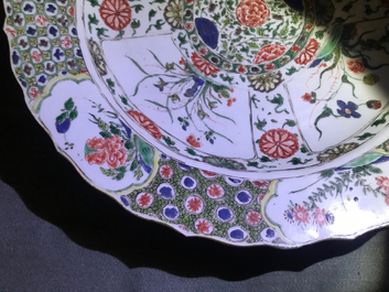 Three Chinese famille verte dishes with floral designs, Kangxi
