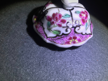 Two fine Chinese famille rose plates and a teapot and cover, Yongzheng/Qianlong
