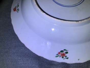 Three Chinese famille verte dishes with floral designs, Kangxi