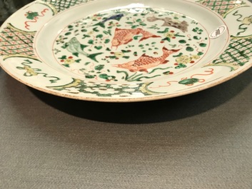 A Chinese famille verte 'carps' dish, Kangxi